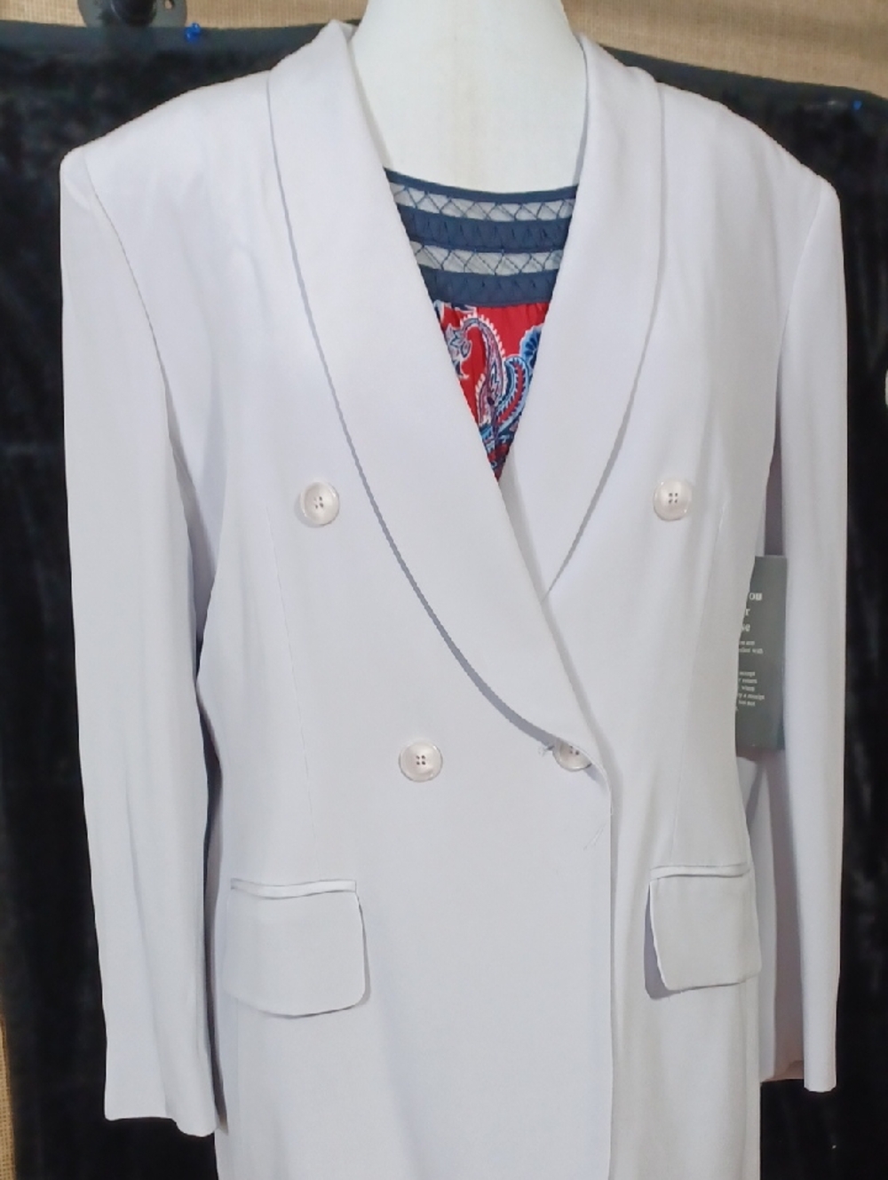 Jones New York Light Lalac Silk Double-Breasted Blazer New With Tags